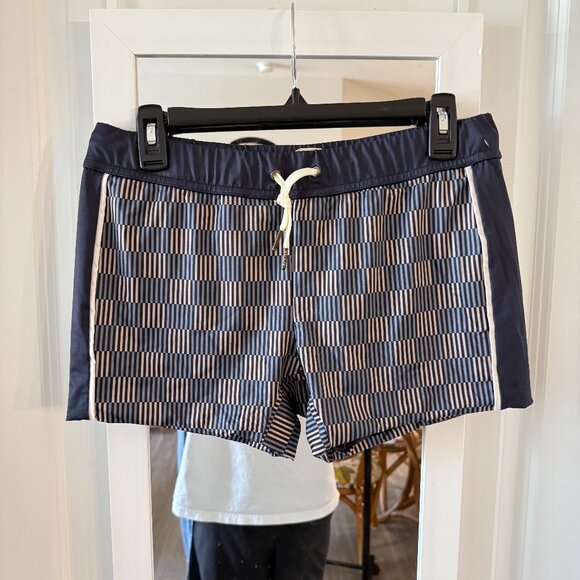 Dandy Del Mar Striped Swim Trunks Navy Beige Size L - Picture 1 of 4